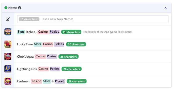 Slots Gaming apps' titles localized for the Australian market (iOS)